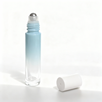 Flacon en verre à bille rechargeable personnalisé en gros, noir et blanc, avec bouchon à vis, pour parfum de voyage, soin de la peau, huile essentielle