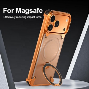 Étui de téléphone magnétique sans cadre en métal <span class=keywords><strong>pour</strong></span> iPhone 16 17 Pro Max avec dissipation thermique et béquille, avec cadre en alliage d'aluminium - Product Image 2