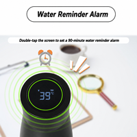 Botella de Agua Deportiva de Acero Inoxidable de Doble Pared con Aislamiento al Vacío, Pantalla LED Inteligente de Temperatura, Color Negro Personalizado