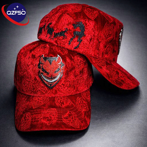 Casquette de baseball QZFSO personnalisée avec logo brodé 3D, 5 panneaux, pour femmes et hommes, visière incurvée, en daim, avec fermeture snapback, sport, strass, Gorras - Product Image 1