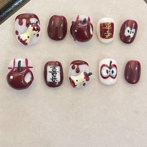 <span class=keywords><strong>Uñas</strong></span> Postizas Rojas Navideñas Estilo Francés Hechas a Mano, Nuevo Diseño, <span class=keywords><strong>Uñas</strong></span> Artificiales Personalizadas para Salón de <span class=keywords><strong>Uñas</strong></span>, Uso al por Mayor - Product Image 4