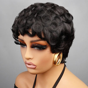 Wholesale Short for Chioma Pixie <strong>Cut</strong> Brazilian <strong>Wigs</strong> Short Wavy <strong>Wigs</strong> Machine Made <strong>Wig</strong> for Black Women - Product Image 3