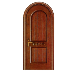 Portes en bois massif à arche personnalisées, sculptées à la main avec un motif floral, étanches et insonorisées, pour entrée résidentielle - Product Image 1