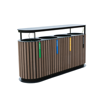 Poubelle extérieure 4 en 1 en composite bois-plastique, pour parc, rue, usage public et commercial, avec bac de recyclage