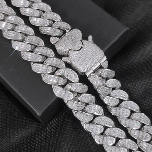 Collar <span class=keywords><strong>de</strong></span> <span class=keywords><strong>Cadena</strong></span> Cubana Chapado en Plata/<span class=keywords><strong>Oro</strong></span> <span class=keywords><strong>Blanco</strong></span> para Mujer, Estilo Hip Hop, <span class=keywords><strong>con</strong></span> Circonitas Brillantes y Cierre <span class=keywords><strong>de</strong></span> Resorte, 18 Pulgadas, Joyería <span class=keywords><strong>de</strong></span> Compromiso - Product Image 4