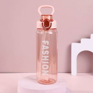 <b>Large</b>-Capacity Reusable Food <b>Safe</b> Transparent Solid Color PC Plastic Fitness One-Button Water Bottle - Product Image 5