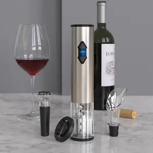Hot Sale 4 In 1 Stainless Steel Battery Operated Automatic Electric Wine Bottle Opener Corkscrew Gift Set