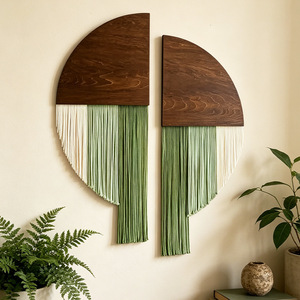 <span class=keywords><strong>Tapiz</strong></span> de <span class=keywords><strong>Pared</strong></span> de Macramé de Algodón Tejido a Mano con Tabla de Madera y Borlas, Decoración de <span class=keywords><strong>Pared</strong></span> Estilo Boho <span class=keywords><strong>para</strong></span> Hotel, Casa de Huéspedes, Sala de Estar - Product Image 4