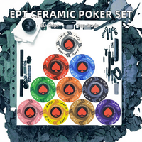 Jetons de poker en céramique écologiques de style européen, 40 mm, 14 g, logo personnalisé pour le poker, le mahjong, le Texas Hold'em, les divertissements familiaux