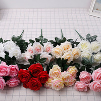 Roses en velours simulé, fleurs artificielles de haute qualité, fleurs en relief, arrangement mural de fleurs, Saint-Valentin, mariage, maison