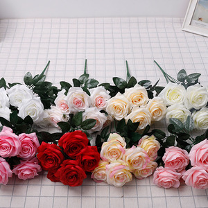 Roses en velours simulé, fleurs artificielles de haute qualité, fleurs en relief, arrangement mural de fleurs, Saint-Valentin, mariage, maison - Product Image 4