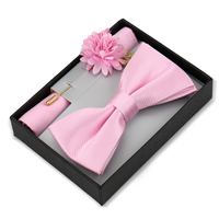 Ensemble de Nœuds Papillon Côtelés Solides pour Hommes en Gros, avec Pochette de Costume en Jacquard de Polyester et Épingle de Revers, Idéal pour Mariages Formels, Anti-Boulochage