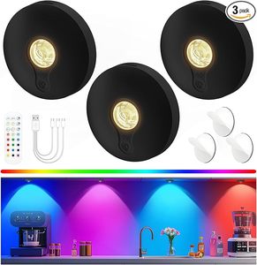 Night <b>Light</b> 3pcs <b>with</b> Remote 1200mAh Rechargeable Puck <b>light</b> <b>with</b> <b>Timer</b> Stick on Picture <b>Lights</b> for Wall Closet Cabinet - Product Image 5