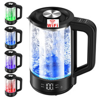 Bouilloire électrique à double chambre en acier inoxydable SS304 avec couvercle et corps en verre Bouilloire intelligente en verre avec Tuya Wifi ALICE Alexa
