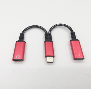 2in1 2 trong 1 Hợp kim nhôm bện Nylon kỹ thuật số 66W 30W USB Loại C đến 3.5mm tai nghe AUX âm thanh + Loại C Nữ adapter - Product Image 5