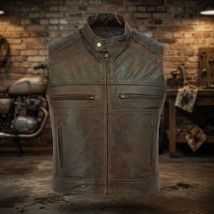Chalecos de Cuero Genuino para Hombre, Hechos a Mano, Resistentes al Viento, Transpirables, Reversibles, Casuales, Servicio OEM para la Temporada de Invierno - Product Image 3