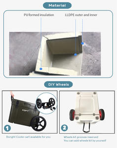 Glacière rotomoulée commerciale Boright 55QT, robuste, en LLDPE, avec kit de roues en option, pour le camping en plein air, les aventures à la plage - Product Image 3