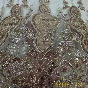 Mới nhất rực rỡ mềm mại và nhiều màu sọc sequin Net Tulle French Wedding ren vải - Product Image 1