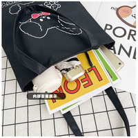 Tas Tote Wanita Logo Cetak Kustom Kanvas Benang Jahit Kapasitas Besar Tas Tangan Berkelas Praktis dan Nyaman untuk Penyimpanan