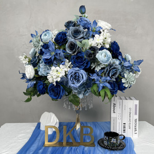 Vendita calda fiore artificiale che bacia la palla di fiori di rosa di 60cm di grandi dimensioni di seta blu palla di fiori per la decorazione di nozze - Product Image 2