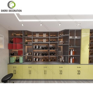 Comptoirs de présentation pour magasin de cosmétiques SHERO DECORATION, étagère jaune avec bande lumineuse LED, mobilier de présentation pour la vente au détail - Product Image 3
