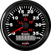 Compteurs de bateau GPS ECMS ECP Series Black 85mm 35 Nœuds, étanches IP67, 9-32V