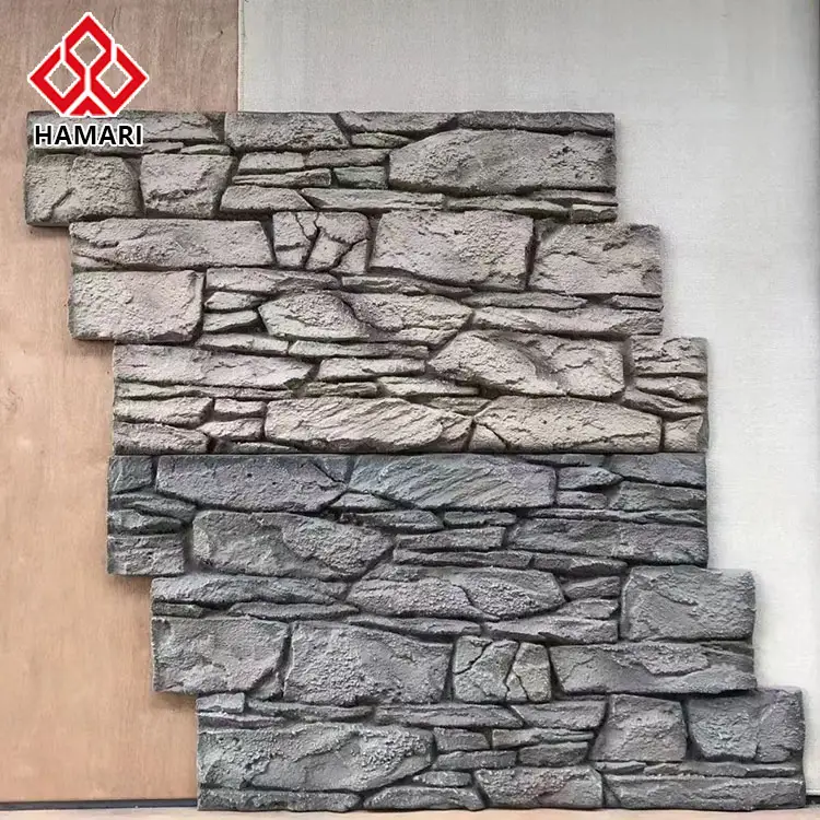 मैट पीयू पत्थर पॉलीयुरेथेन कृत्रिम पत्थर की दीवार पत्थर सजावट ब्लॉक के लिए दीवार का निर्माण