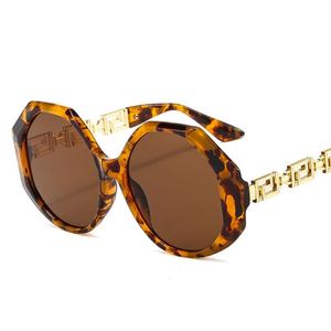 Lunettes de soleil rondes surdimensionnées vintage tendance avec logo personnalisé, protection UV400, monture métallique polygonale pour femmes - Product Image 6
