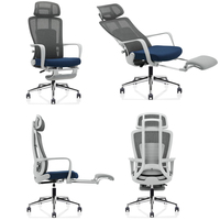 Chaise de bureau ergonomique moderne en maille à dossier haut avec appui-tête/appui-pieds réglables, chaise de direction