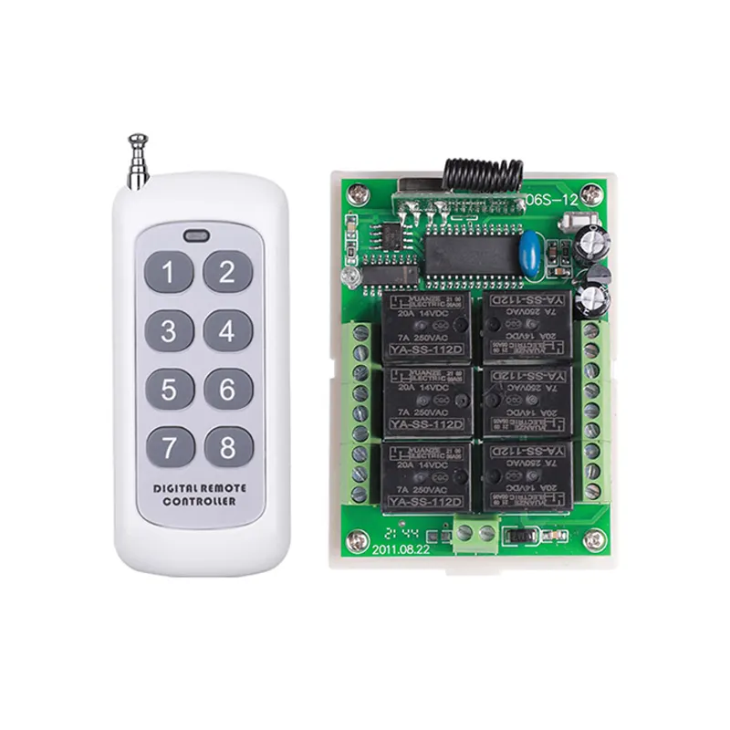 Remote Control 433mhz DC 12V 6 CH RF Wireless Switch Relay Remote Control System Receiver Transmitter Switch 315 MHz Universal
