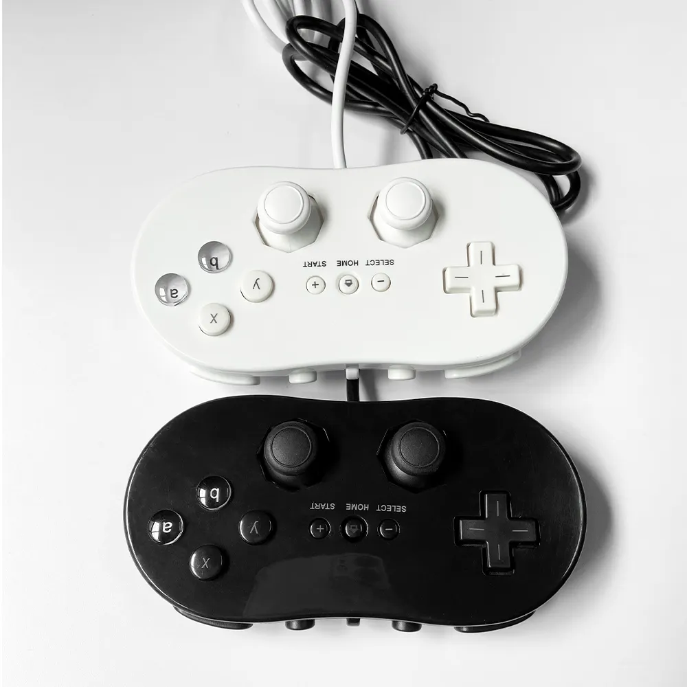 Gamepad Game Joystick Wii Ukuran Kecil, Gamepad Game Portabel dengan Kabel 98Cm untuk Pengontrol Klasik Wii