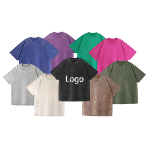 Camiseta de Algodón Grueso Personalizable, Estilo Urbano, Lisa, para Gimnasio, Lavada al Ácido, para Hombre, Talla Grande, 260 g/m², Secado Rápido, Ecológica - Product Image 1