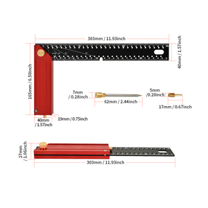 Nuovo Design Righello Angolare Pieghevole a L Metrico 300mm con Impugnatura in Alluminio Marca JUXIN Modello HPW-046-300 Precisione 1mm/1m Fai-da-Te - Product Image 6