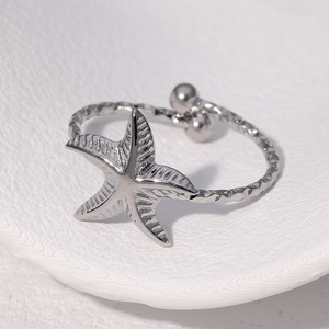 Bague étoile <span class=keywords><strong>de</strong></span> mer en acier inoxydable plaqué or 18 carats, anti-ternissement, étanche, minimaliste, très tendance, style Ins, mode <span class=keywords><strong>OL</strong></span>, personnalisée - Product Image 3