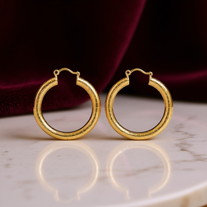 Orecchini a Cerchio in Oro E4426, Design Classico Rotondo, Gioielli Raffinati Unisex per Uso Quotidiano - Product Image 2