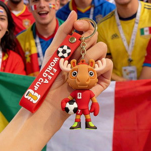 Porte-clés pendentif mascotte en PVC à motif de dessin animé, thème 2026 - Cadeau transfrontalier le plus vendu pour usage quotidien - Product Image 2