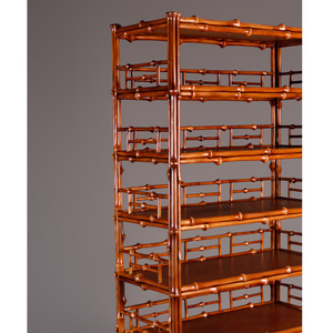 Étagère à livres en bambou laqué, support de rangement à plusieurs niveaux pour thé, bibliothèque sur pied de style chinois, grande bibliothèque design Ming Qing - Product Image 3