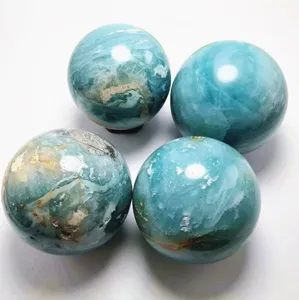 Natuurlijke Folk Craft Sky Blue Edelsteen Ball Caribbean Calciet Kristallen Bollen