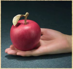 Sculpture de pomme en métal peinte à la main, figurine de fruit en bronze rouge, ornement sculpté pour la décoration de la maison ou du bureau - Product Image 6