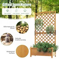 Jardinière surélevée autoportante en bois de sapin avec treillis et trous de drainage, écologique, thermolaquée, pour plantes grimpantes d'intérieur et d'extérieur