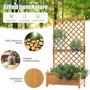Raised Garden Bed <strong>with</strong> <strong>Trellis</strong> 71 <strong>Planter</strong> Raised Bed <strong>with</strong> Drainage Holes Freestanding for Vine Climbing Plants <strong>Planter</strong> Box - Product Image 5