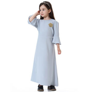 Abaya pour enfants musulmans, broderie, broche, mode enfants fille, robe Abaya Jubah Ramadan moyen-orient, vêtements arabes islamiques, livraison directe - Product Image 3