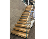 Escalier Flottant Sur Mesure Classique Intérieur Escalier en Acier Design Décoratif Moderne avec Marches en Bois et LED Intégrées