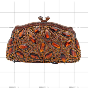 Pochette de Soirée Vintage de Luxe pour Femme avec Strass Floraux et Cristaux, Sac à Main en Forme de Boulette avec Chaîne Amovible pour Fêtes Thématiques et Rendez-vous - Product Image 2