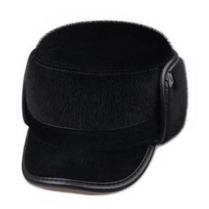 Men's <b>Flat</b> Top <b>Hat</b> Black Winter Warm Ear Protection Cap 56-58CM Breathable Windproof Adult Sports <b>Hat</b> - Product Image 1