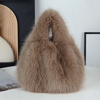 Sac à main de grande capacité avec nouveau sac à fourrure Imitation fourrure de renard plissé imperméable et doublure en polyester sac à main en peluche