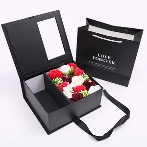 Día DE LA MADRE caja sorpresa jabón flor caja de regalo Flip regalo de vacaciones al por mayor regalo de cumpleaños Flor de simulación