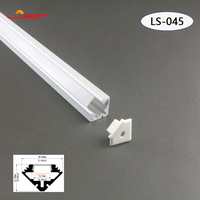 LS-045 anodisé argent Alu 6063 T5 LED profilé en aluminium boîtier d'angle support mural avec service de coupe