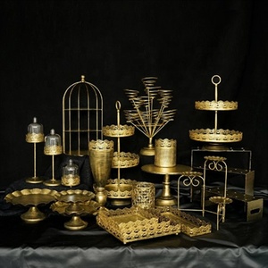 Decorazione elegante Set di supporto per <span class=keywords><strong>torta</strong></span> 6 pezzi supporto per Cupcake torte di frutta dolci piatto di <span class=keywords><strong>caramelle</strong></span> in metallo oro tavolo da Dessert Set - Product Image 6