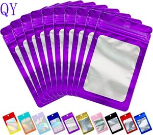 Q Y100 Pack Gravure Printed Gradient Holographic Mylar Resealable Bags Zipper Clear Window Ecofriendly Recyclable Packaging Pou - Product Image 3